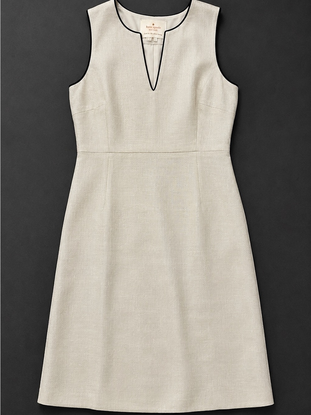kate spade Cream Dress with Black Trim V-Notch